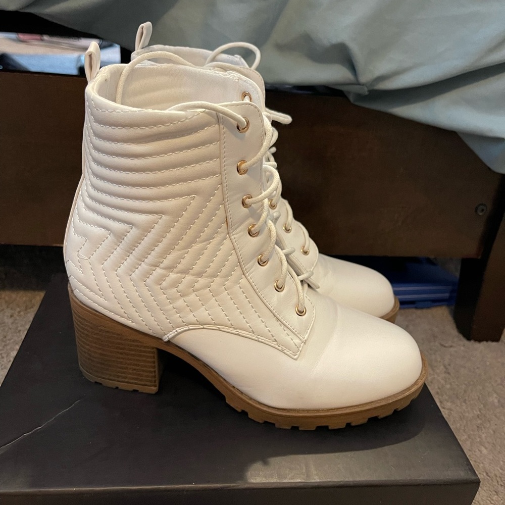 White heeled boots